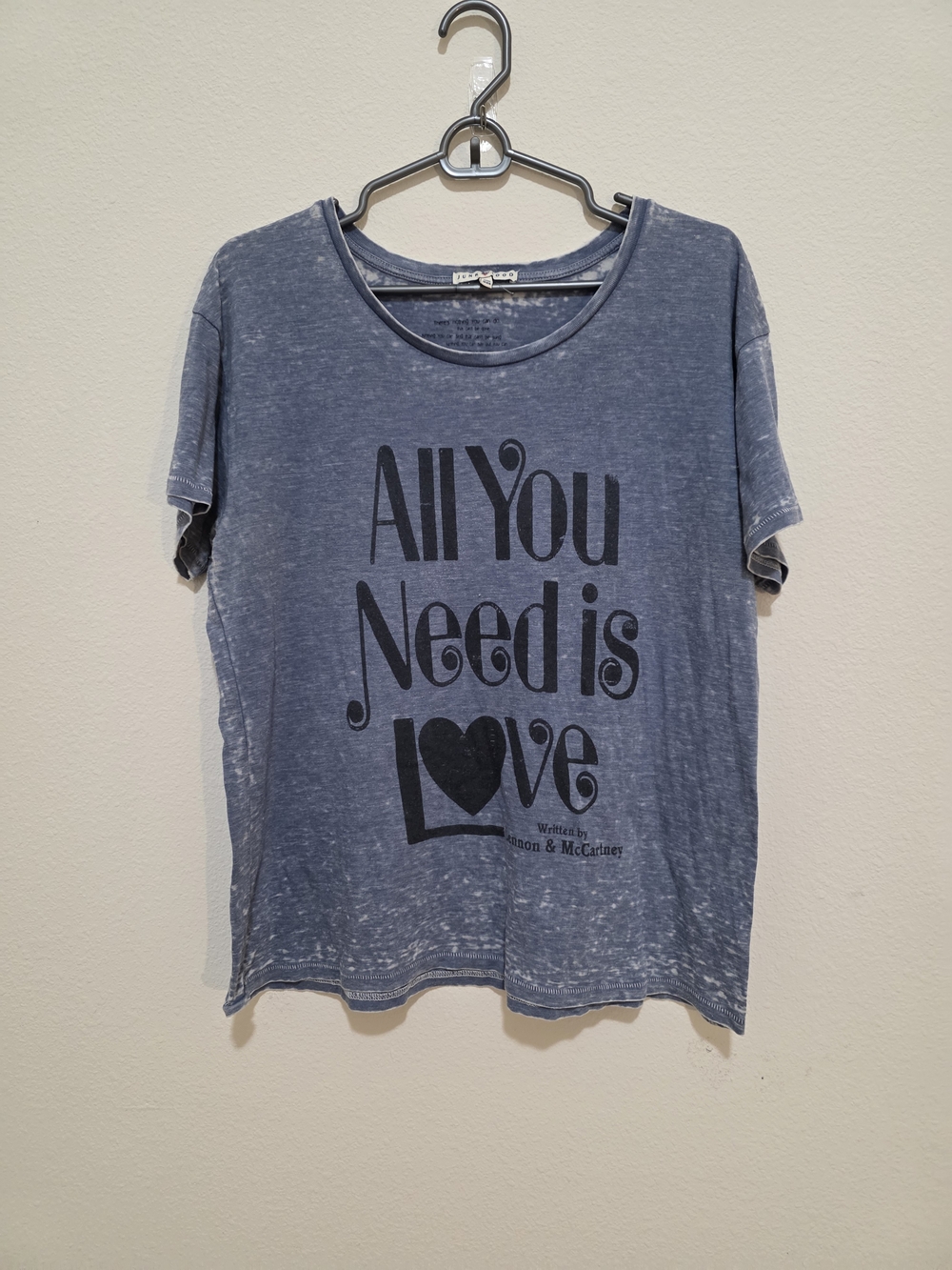 Junk Food Clothing Faded Denim Blue 'All You Need Is Love' Graphic Tee